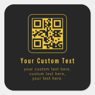 Bearbeitbarer QR-Code & Textvorlage Schwarz & Go Quadratischer Aufkleber