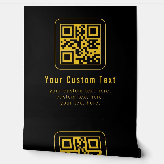 Bearbeitbarer QR-Code & Textvorlage | Schwarz & Go Tapete (Abrollen)