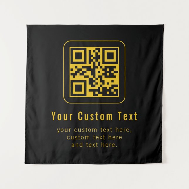 Bearbeitbarer QR-Code & Textvorlage | Schwarz & Go Wandteppich (Vorderseite)