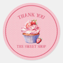 Bearbeitbarer rosa Cupcake-Aufkleber – Benutzerdef