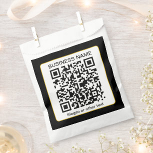 Bearbeitbarer scannbarer QR-Code + Ihr Firmenname Geschenktütchen