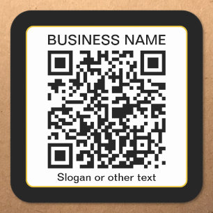 Bearbeitbarer scannbarer QR-Code + Ihr Firmenname Quadratischer Aufkleber