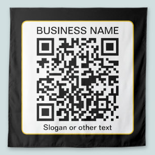 Bearbeitbarer scannbarer QR-Code + Ihr Firmenname Wandteppich