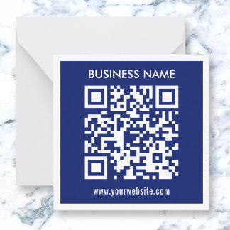 Bearbeitbarer (sofort generierter) QR-Code | Navy  Mitteilungskarte