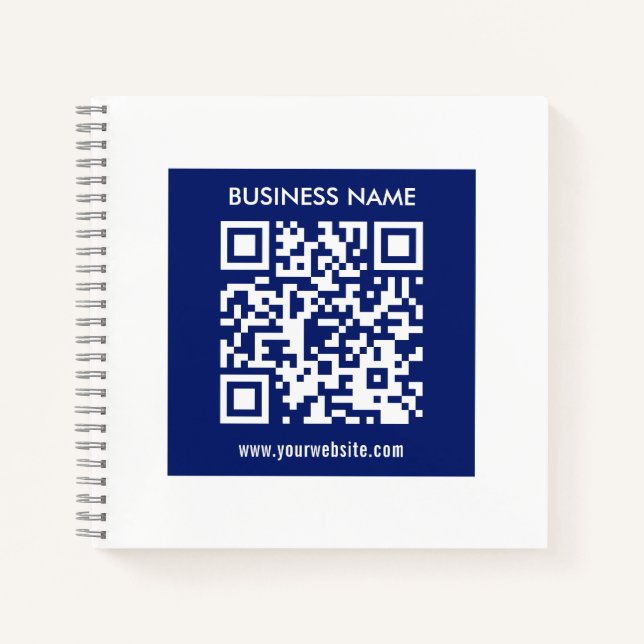 Bearbeitbarer (sofort generierter) QR-Code | Navy  Notizbuch (Vorderseite)