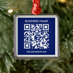 Bearbeitbarer (sofort generierter) QR-Code   Navy  Ornament Aus Metall