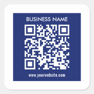 Bearbeitbarer (sofort generierter) QR-Code   Navy  Quadratischer Aufkleber