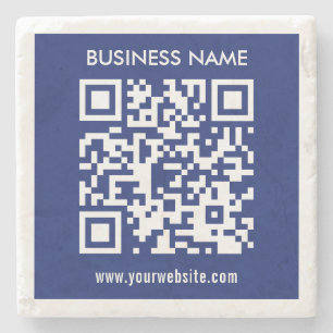 Bearbeitbarer (sofort generierter) QR-Code   Navy  Steinuntersetzer