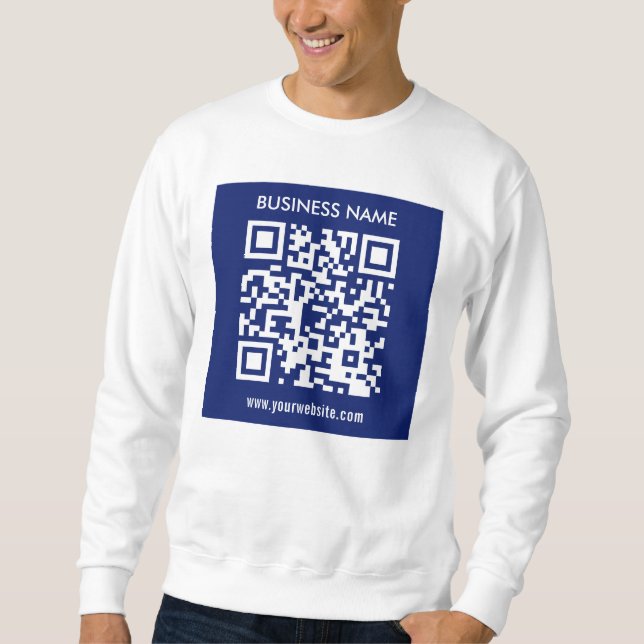 Bearbeitbarer (sofort generierter) QR-Code | Navy  Sweatshirt (Vorderseite)