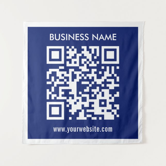 Bearbeitbarer (sofort generierter) QR-Code | Navy  Wandteppich (Vorderseite)