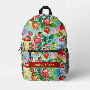 Bearbeitbarer Sommer Erdbeeren gedruckter Rucksack