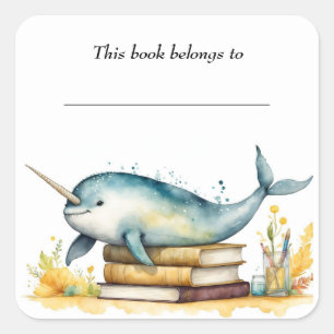 Bearbeitbarer Sticker für Narwhal und Buchzeichen