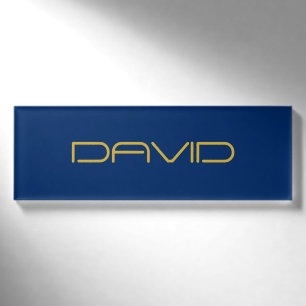 Bearbeitbarer stilvoller Text Gold & Navy Blau Namenschild
