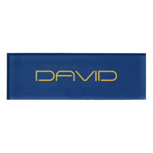 Bearbeitbarer stylischer Text   Gold und Navy Blue Namenschild