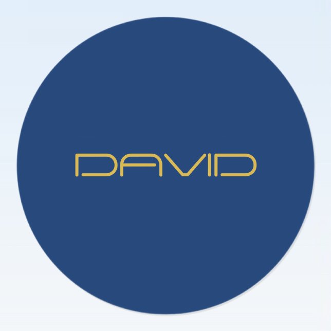 Bearbeitbarer stylischer Text | Gold und Navy Blue Runder Aufkleber (Von Creator hochgeladen)