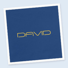 Bearbeitbarer stylischer Text | Gold und Navy Blue Serviette