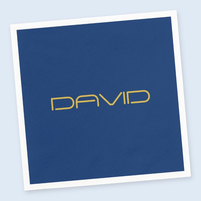 Bearbeitbarer stylischer Text | Gold und Navy Blue Serviette (Von Creator hochgeladen)