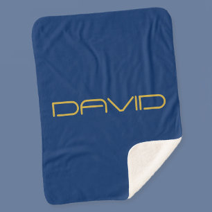 Bearbeitbarer stylischer Text   Gold und Navy Blue Sherpadecke