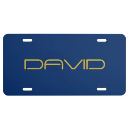 Bearbeitbarer stylischer Text | Gold und Navy Blue US Nummernschild