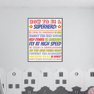 Bearbeitbarer Superhelden-Druck für Kinderzimmer Poster
