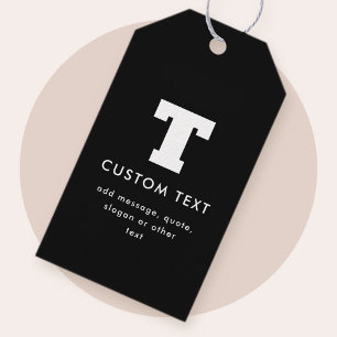 Bearbeitbarer Text für Monogramm Schwarz und Wei Geschenkanhänger