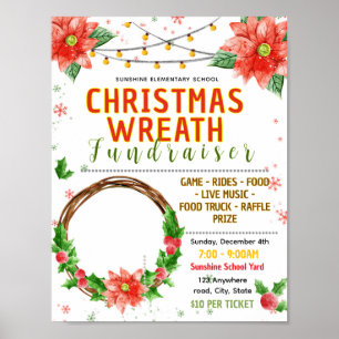 Bearbeitbarer Weihnachtskranz-Fundraising-Flyer Poster