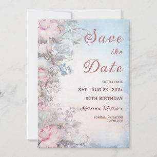 Bearbeitbares 80. Geburtstag Save the Date Einladung