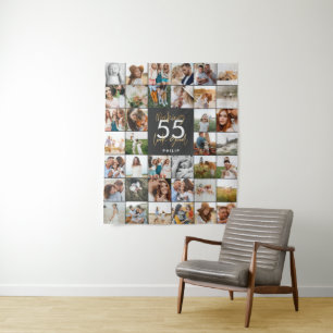 bearbeitbares altersschick Geburtstag Multi-Foto-S Wandteppich