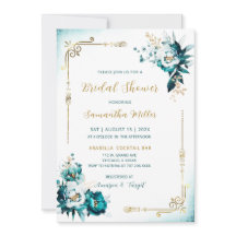 Bearbeitbares Brautparty Aquamarin und Gold