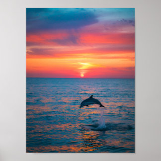 Bearbeitbares Delfin-Tauchgang-Poster im Hochforma Poster
