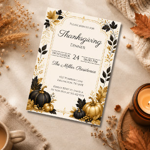 Bearbeitbares elegantes Herbst-Thanksgiving-Dinner Einladung