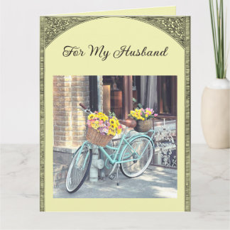 Bearbeitbares Fahrrad und Blumen Karte
