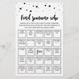 Bearbeitbares Finde jemanden, der Bingo spielt
