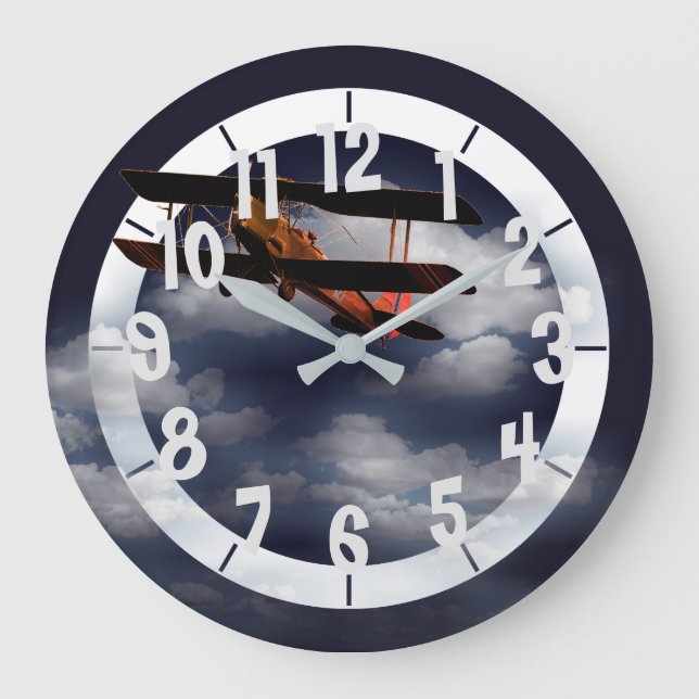 bearbeitbares Flugzeug Große Wanduhr (Vorderseite)