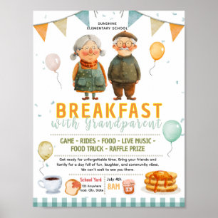 Bearbeitbares Frühstück mit Großeltern Flyer Poster