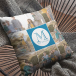 Bearbeitbares Hintergrundfarbenrundes Monogramm-Fo Kissen<br><div class="desc">Monogram Foto Kissen, dass Sie 8 Ihrer eigenen Fotos hinzufügen können und mit Ihrem Initial und Namen, die Set in der weißen runden Grafik. Zusätzlich können Sie auch die Hintergrundfarbe (klicken Sie auf Anpassen) des mittleren Bereichs bearbeiten, um sie mit der Schriftart-Farbe abzustimmen. Gut als Geschenke für Familie und Freunde...</div>