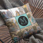 Bearbeitbares Hintergrundfarbenrundes Monogramm-Fo Kissen<br><div class="desc">Monogram Foto Kissen, dass Sie 8 Ihrer eigenen Fotos hinzufügen können und mit Ihrem Initial und Namen, die Set in der schwarzen Rundgrafik sind personalisieren können. Zusätzlich können Sie auch die Hintergrundfarbe (klicken Sie auf Anpassen) des mittleren Bereichs bearbeiten, um sie mit der Schriftart-Farbe abzustimmen. Gut als Geschenke für Familie...</div>
