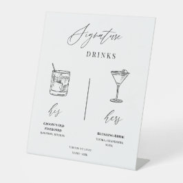 Bearbeitbares Hochzeits-Signature-Drinks-Menü-Tisc Sockelschild