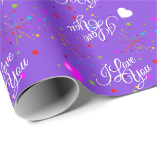 Bearbeitbares 'Ich liebe dich' auf Lila oder deine Geschenkpapier
