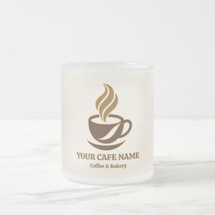 Bearbeitbares Kaffee-Tasse-Design zur Eröffnung de Mattglastasse