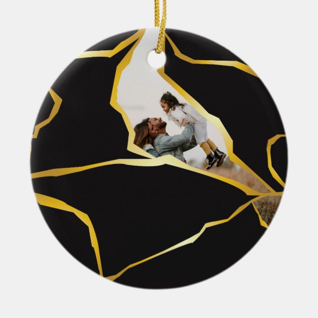 Bearbeitbares Kintsugi-Design-Ornament Keramik Ornament (Vorne)