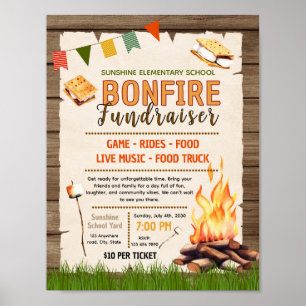 Bearbeitbares Lagerfeuer-BBQ-Flyer-Template Poster