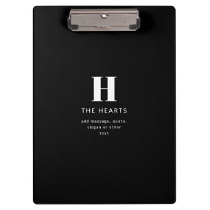 Bearbeitbares modernes Monogramm Name & Nachricht Klemmbrett