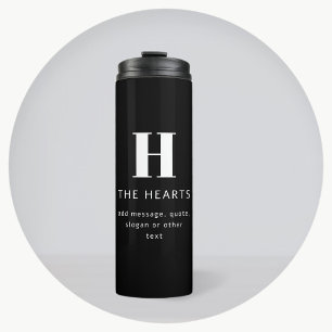 Bearbeitbares modernes Monogramm Name & Nachricht Thermosbecher