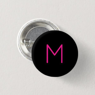 Bearbeitbares modernes rosa & schwarzes Monogramm Button