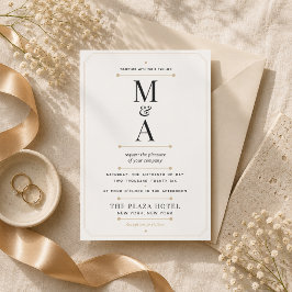 Bearbeitbares Monogramm Minimale Luxus-Hochzeit Einladung