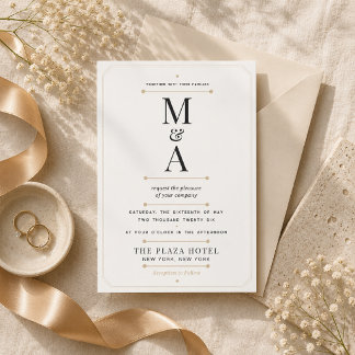 Bearbeitbares Monogramm Minimale Luxus-Hochzeit Einladung