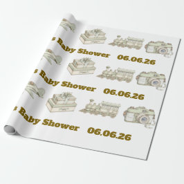 Bearbeitbares neutrales Baby-Shower-Geschenkpapier Geschenkpapier