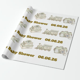 Bearbeitbares neutrales Baby-Shower-Geschenkpapier Geschenkpapier