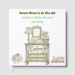 Bearbeitbares neutrales Vintage-Baby-Shower-Gästeb Gästebuch